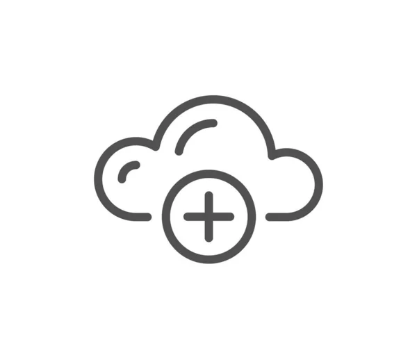 Ikona Chmury Obliczeniowej Internetowy Znak Przechowywania Danych Dodaj Symbol Pliku — Wektor stockowy