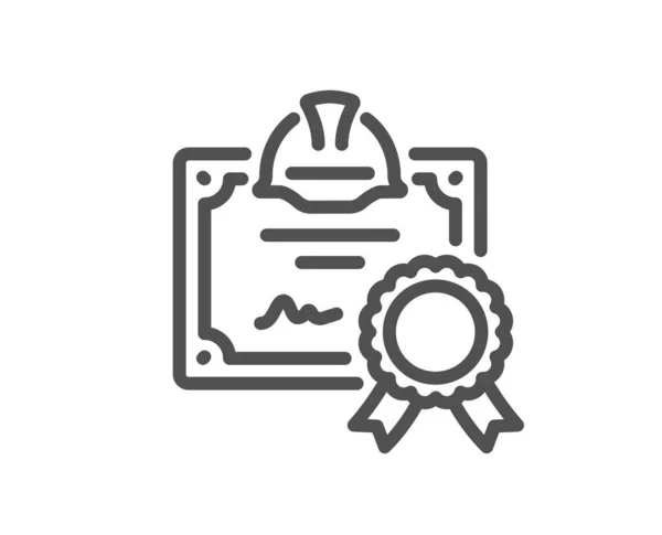Ikona Linii Certyfikatów Inżynierskich Znak Dokumentacji Technicznej Symbol Nagrody Budowlanej — Wektor stockowy