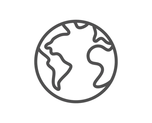 世界の惑星線のアイコン Webサイン グローバルマーケティングシンボル 品質設計要素 編集可能なストローク 線形スタイルの世界惑星のアイコン ベクトル — ストックベクタ
