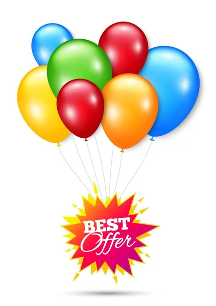 Best Offer Badge Bunch Balloons Badge Discount Banner Shape Sale — Stock Vector