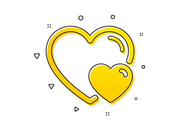 Zwei Herzen Unterzeichnen Paar Liebe Ikone Valentinstag Symbol Gelbe Kreise — Stockvektor