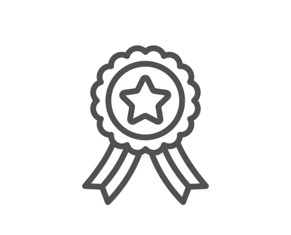 Winner Ribbon Line Icon Preismedaillenschild Bestes Leistungssymbol Qualitäts Design Element — Stockvektor