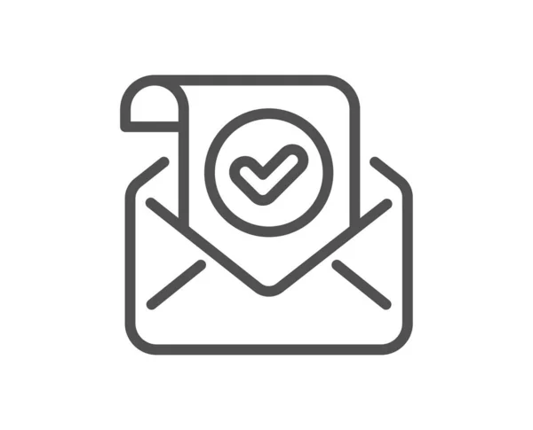 Bestätigtes Mailline Symbol Genehmigtes Mail Buchstabenzeichen Verifizierte Korrespondenz Symbol Qualitäts — Stockvektor