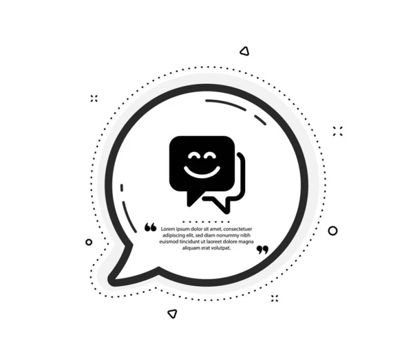 Glimlach Gezicht Icoon Citaat Spraakbel Gelukkige Emoticon Chat Teken Spraakbellensymbool — Stockvector