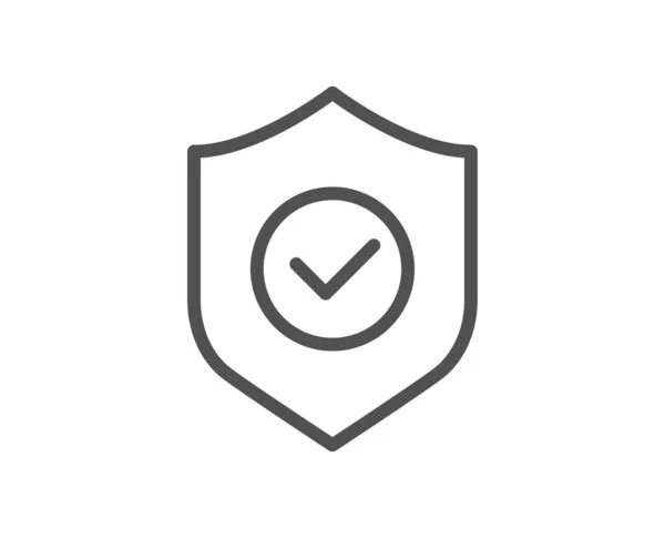 警戒线图标 网络防御标志 私人保护标志 质量设计要素 可编辑的中风 线性风格的安全护盾图标 — 图库矢量图片