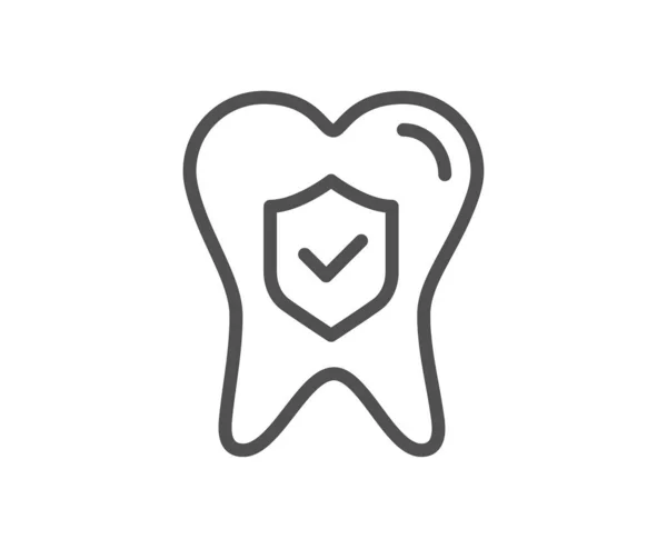 Dental Insurance Line Icon Oral Medicine Risk Coverage Sign Teeth — Stock Vector