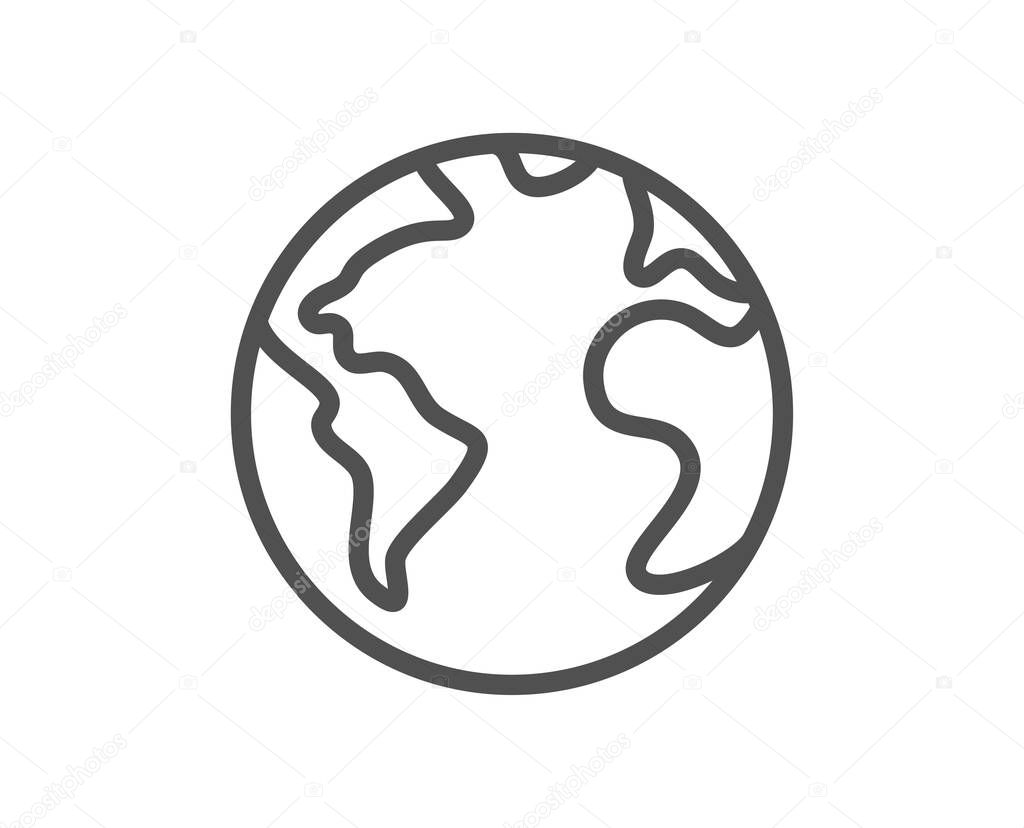 World planet line icon. Web internet sign. Global marketing symbol. Quality design element. Editable stroke. Linear style world planet icon. Vector