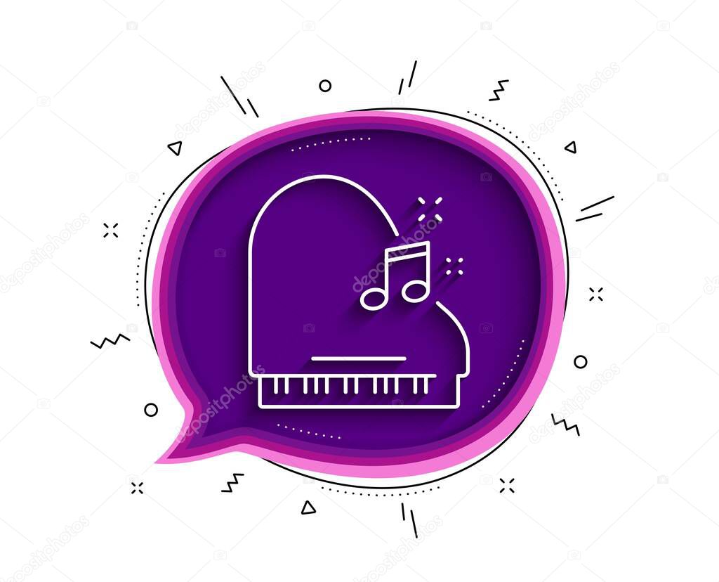 Piano line icon. Chat bubble with shadow. Musical instrument sign. Music note symbol. Thin line piano icon. Vector