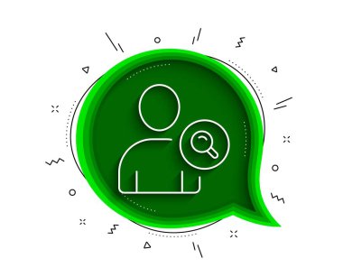 Kullanıcı satırı simgesi ara. Gölgeli sohbet balonu. Avatar 'ın profilinde büyüteç işareti var. İnsan silueti sembolü. İnce çizgi halinde kullanıcı simgesi bul. Vektör