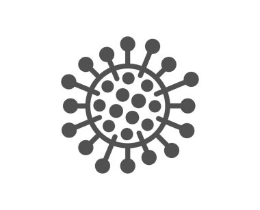 Coronavirus ikonu. Covid-19 pandemik virüs işareti. Corona virüsü sembolü. Klasik düz stil. Kalite tasarım elemanı. Basit bir koronavirüs ikonu. Vektör