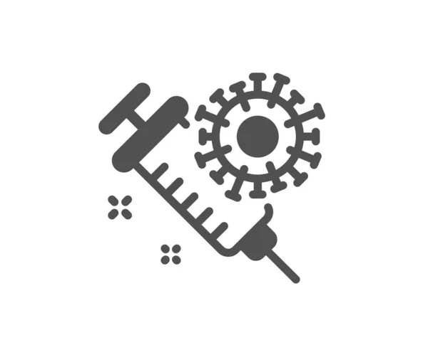 Coronavirus疫苗图标 Covid 19注射器标志Corona病毒的符号经典的扁平风格 质量设计要素 简单的头孢病毒疫苗图标 — 图库矢量图片
