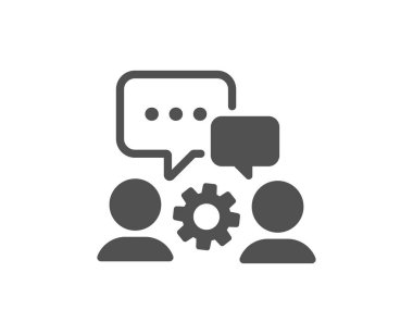 Mühendislik ekibi ikonu. Mühendis ya da mimar grup işareti. Çalışma süreci sembolü. Klasik düz stil. Kalite tasarım elemanı. Basit bir mühendislik ikonu. Vektör