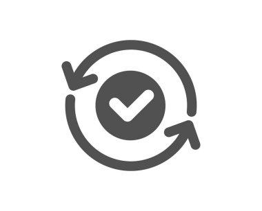 Güvenlik ikonu doğruladı. Bütün gün siber savunma işareti. Özel koruma sembolü. Klasik düz stil. Kalite tasarım elemanı. Basit bir güvenlik ikonu. Vektör