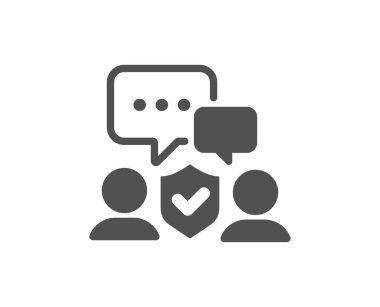 Güvenlik Teşkilatı ikonu. Korumalar imzalıyor. Özel koruma sembolü. Klasik düz stil. Kalite tasarım elemanı. Basit bir güvenlik teşkilatı ikonu. Vektör