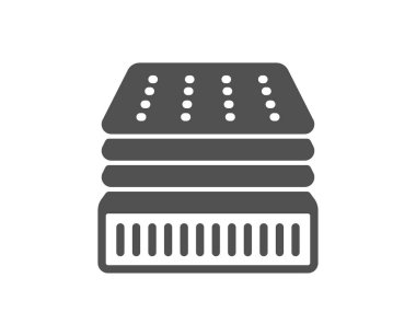 Lüks yatak ikonu. Lüks ortopedik ped işareti. Nefes alınabilir uyku yatağı sembolü. Klasik düz stil. Kalite tasarım elemanı. Basit lüks şilte ikonu. Vektör