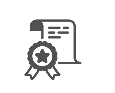 Sertifika simgesi. Onaylanmış belge işareti. Madalya ya da pul sembolü. Klasik düz stil. Kalite tasarım elemanı. Basit sertifika simgesi. Vektör