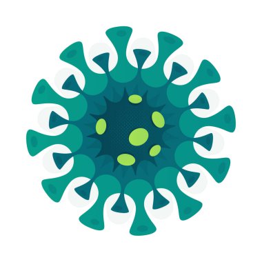 Coronavirus vektör simgesi. Covid-19 karantinası. Tehlikeli bir salgın virüsü. Sağlık riski hastalığı ve grip salgını. Roman Coronavirus bakterisi. Tehlike virüsü enfeksiyonu. Pandemik korona karantinası. Vektör