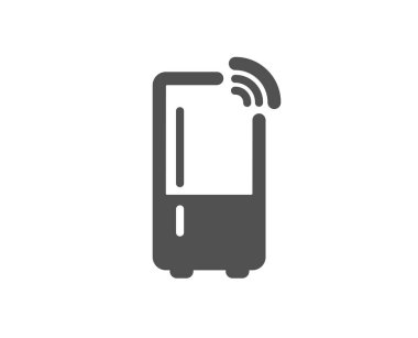 Wi-fi fonksiyon ikonlu buzdolabı. Buzdolabı tabelası. Dondurucu depolama sembolü. Klasik düz stil. Kalite tasarım elemanı. Basit buzdolabı ikonu. Vektör