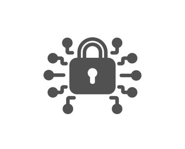 Güvenlik kilidi simgesi. Siber savunma işareti. Özel koruma sembolü. Klasik düz stil. Kalite tasarım elemanı. Basit bir güvenlik kilidi simgesi. Vektör