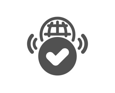 Doğrulanmış internet simgesi. Onaylanmış ağ erişim işareti. Doğrulanmış bağlantı sembolü. Klasik düz stil. Kalite tasarım elemanı. Doğrulanmış basit bir internet simgesi. Vektör