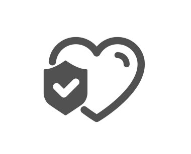 Hayat sigortası ikonu. Sağlık sigortası tabelası. Koruma politikası sembolü. Klasik düz stil. Kalite tasarım elemanı. Basit bir hayat sigortası ikonu. Vektör