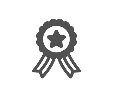 Kazanan kurdele ikonu. Ödül işareti. En iyi başarı sembolü. Klasik düz stil. Kalite tasarım elemanı. Basit bir kurdele ikonu. Vektör