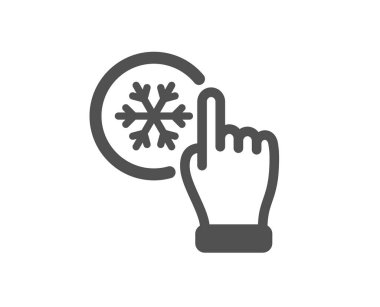 Tıklama simgesi donduruluyor. Klima soğuk hava belirtisi. Buzdolabı fonksiyonu sembolü. Klasik düz stil. Kalite tasarım elemanı. Basit bir tıklama simgesi. Vektör