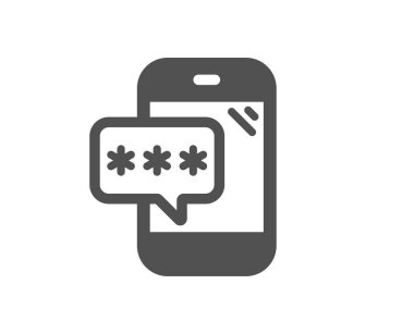 Telefon şifresi simgesi. Siber savunma işareti. Mobil koruma sembolü. Klasik düz stil. Kalite tasarım elemanı. Basit bir telefon şifresi simgesi. Vektör