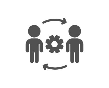 Mühendislik ekibi ikonu. Mühendis ya da mimar grup işareti. Çalışma süreci sembolü. Klasik düz stil. Kalite tasarım elemanı. Basit bir mühendislik ikonu. Vektör