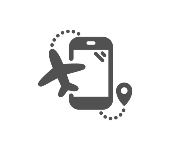 Flüge Anwendung Symbol Flugzeug App Zeichen Flughafeninformationssymbol Klassischer Flacher Stil — Stockvektor