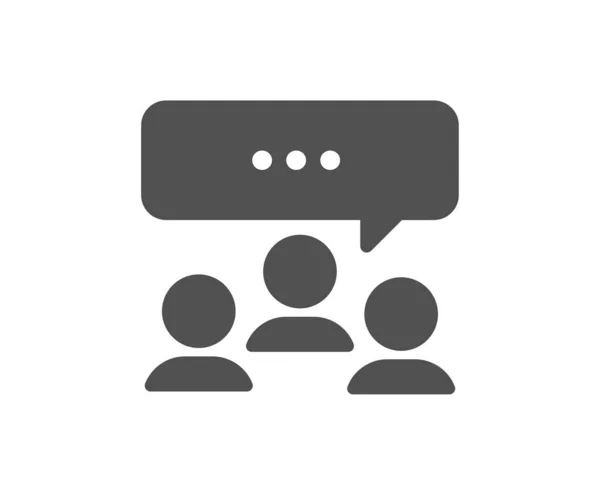 Bijeenkomst Icoon Discussie Overlegbord Mensen Communicatie Management Symbool Klassieke Platte — Stockvector