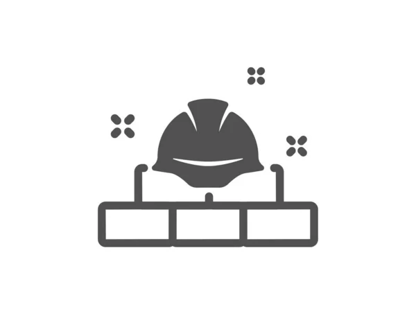 建筑商图标 工程师或建筑师头盔标志 砖头的符号 经典的扁平风格 质量设计要素 简单的建筑砖图标 — 图库矢量图片
