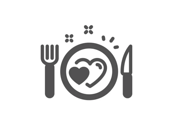 Icône Romantique Dîner Panneau Saint Valentin Symbole Couple Style Plat — Image vectorielle