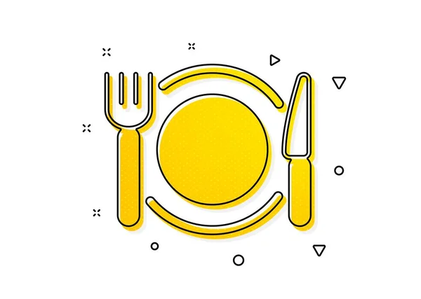晚餐标志 餐厅的食物图标 酒店服务标志 黄色圆圈图案 经典的餐厅食品图标 几何元素 — 图库矢量图片