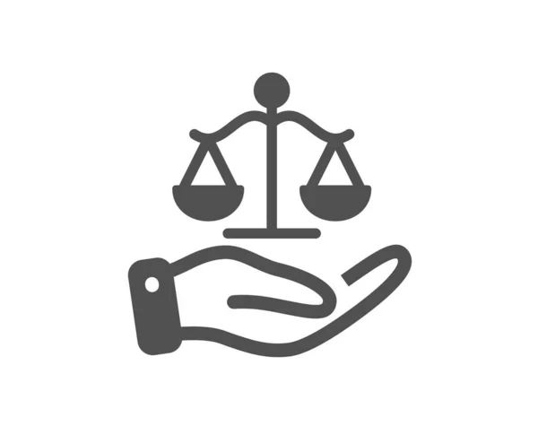 Justitieschaal Pictogram Oordeelschaal Teken Juridisch Symbool Klassieke Platte Stijl Kwaliteitselement — Stockvector