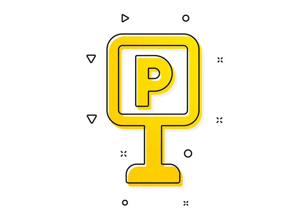 駐車場の標識 駐車場のアイコン 輸送場所のシンボル 黄色い丸模様 駐車場のアイコン 幾何学的要素 ベクトル — ストックベクタ