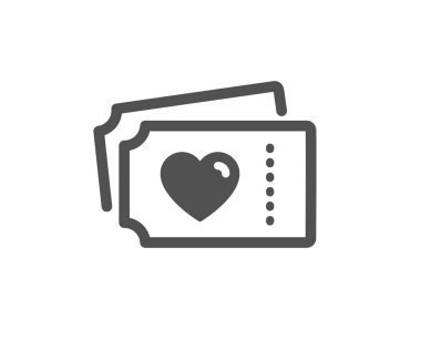 Aşk biletleri ikonu. Sevgililer Günü tabelası. Çift ilişkileri sembolü. Klasik düz stil. Kalite tasarım elemanı. Basit aşk biletleri ikonu. Vektör