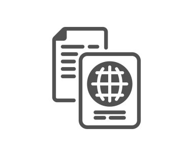 Pasaport belgesi simgesi. Kimlik dosyası işareti. Ofis sembolü. Klasik düz stil. Kalite tasarım elemanı. Basit pasaport belgesi simgesi. Vektör