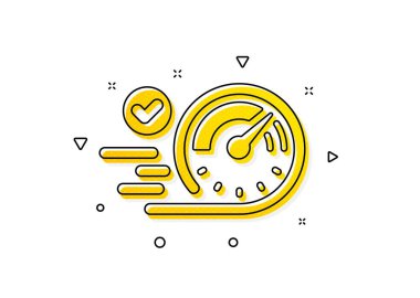 Zaman kavramı işareti. Hız göstergesi simgesi. Sarı daireler şeklinde. Klasik hız göstergesi simgesi. Geometrik elementler. Vektör