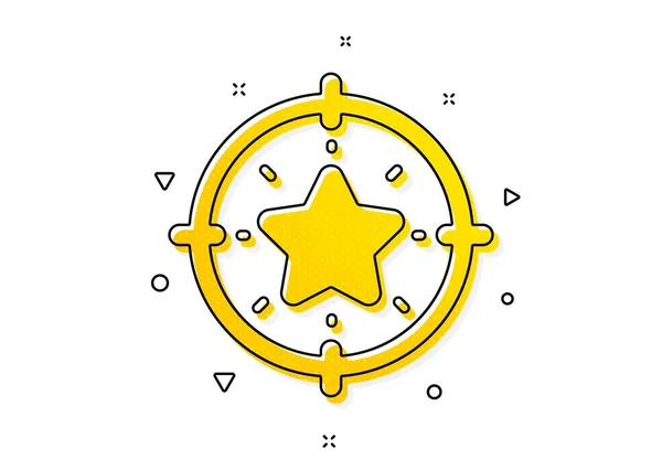 星の評価記号 スターターゲットアイコン 最高のランクのシンボル 黄色い丸模様 古典的な星のターゲットアイコン 幾何学的要素 ベクトル — ストックベクタ