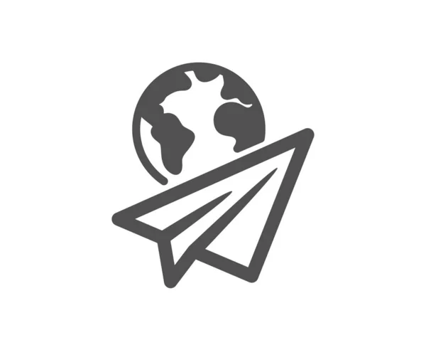 Icona Dell Aereo Carta Segnale Volo Internazionale Simbolo Viaggio Online — Vettoriale Stock