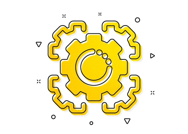 Settings Cogwheel Sign Seo Gears Icon Traffic Management Symbol Yellow — Stock Vector