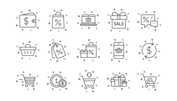 Gift Percent Sign Sale Discount Shopping Line Icons Delivery Linear — Stock Vector