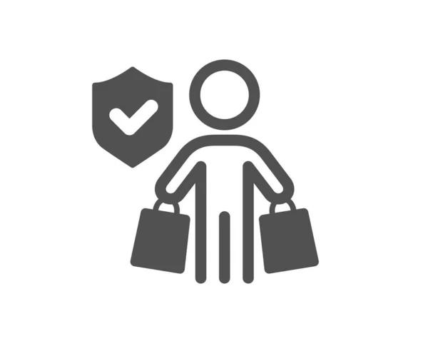 买方保险手图标 风险保险标志 购物保护标志 经典的扁平风格 质量设计要素 简单的买方保险图标 — 图库矢量图片