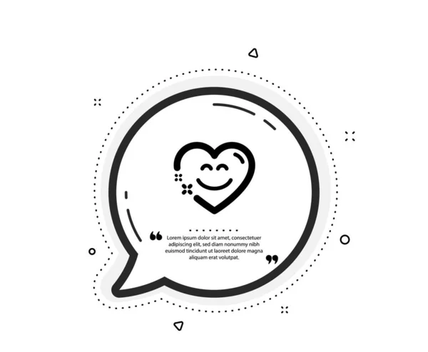 Smile chat icon. Quote speech bubble. Happy emoticon sign. Heart speech bubble symbol. Quotation marks. Classic smile chat icon. Vector