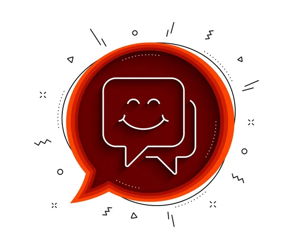 Smile face line icon. Chat bubble with shadow. Happy emoticon chat sign. Speech bubble symbol. Thin line smile face icon. Vector