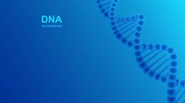 DNA molekülünün sarmalı. Yenilikçi tıp teknolojileri kavramı. Genetik mühendisliğinin mikroskobik yapısı. Mavi arkaplan.