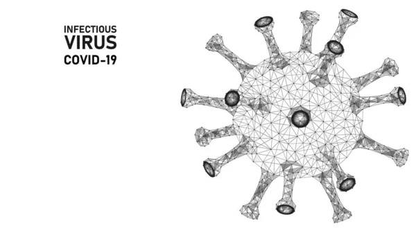 Ein Low Poly Partikel Des Virus Covid Infektiöse Bakterien Medizinisches — Stockvektor