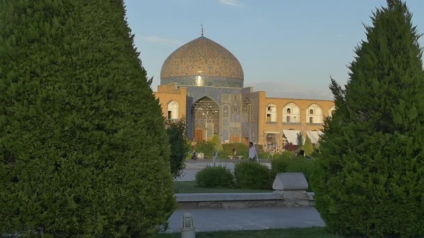 Lotfollah moskee Isfahan bij zonsondergang — Stockvideo