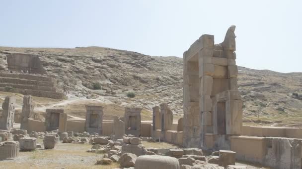 Persepolis ruïnes panoramisch uitzicht — Stockvideo